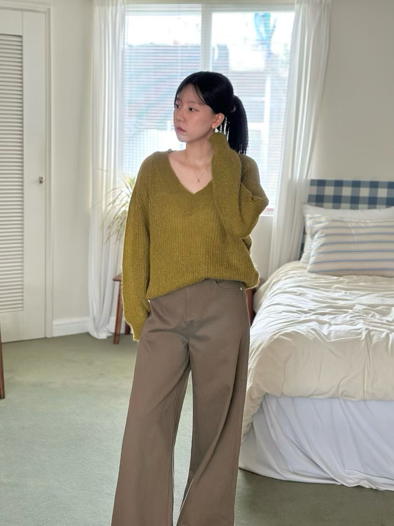 V領針織上衣 4色