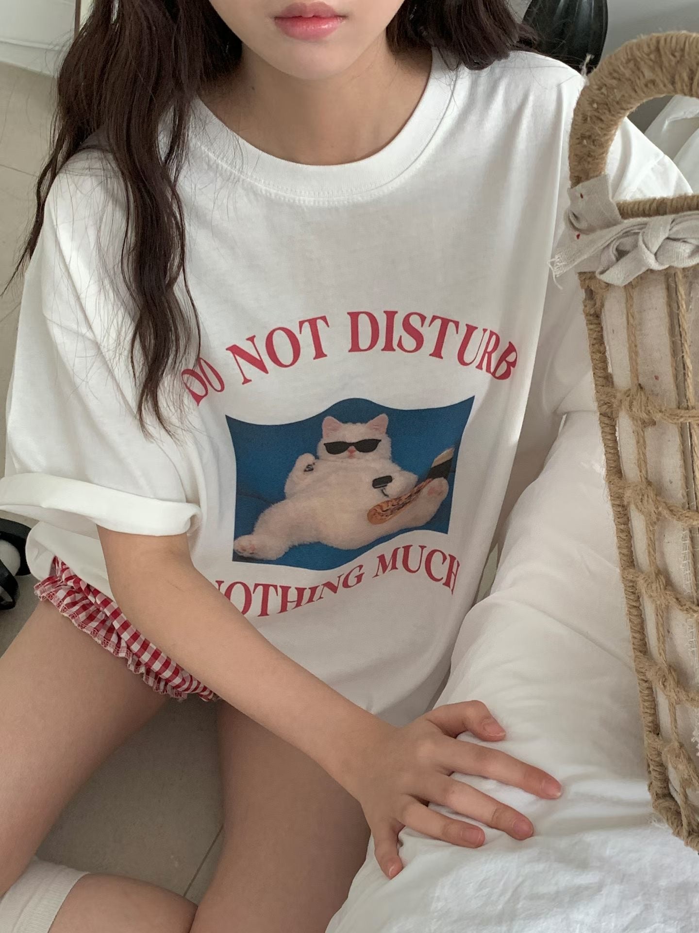 慵懶小貓棉質Tee (3 Colors)