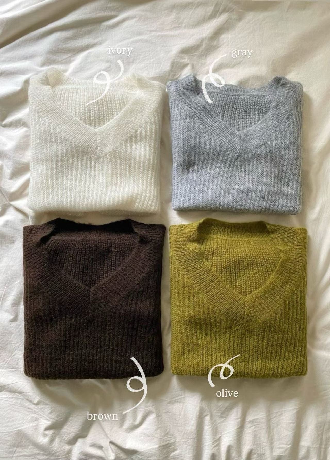 V領針織上衣 4色