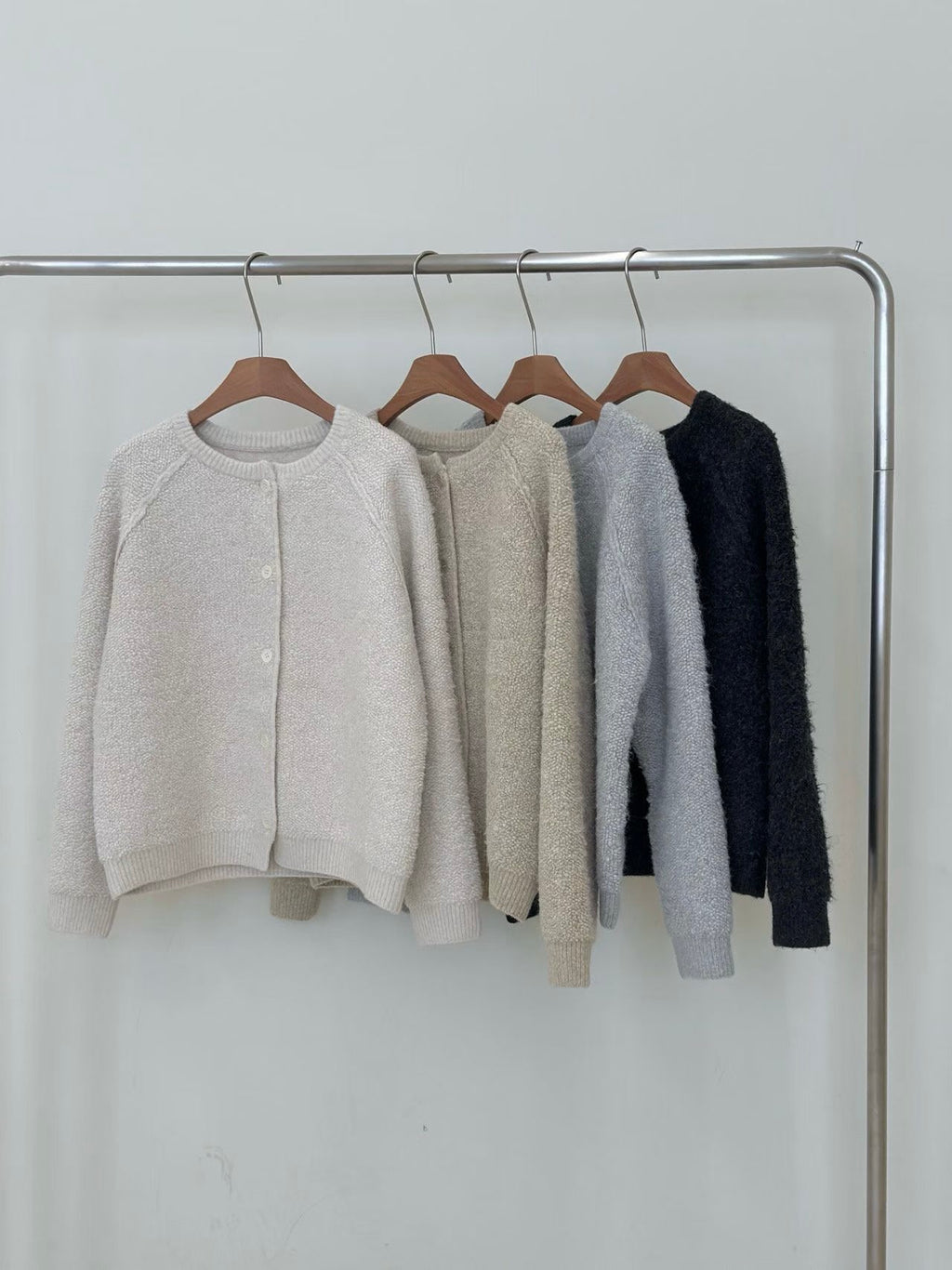圓領淨色針織外套 4色