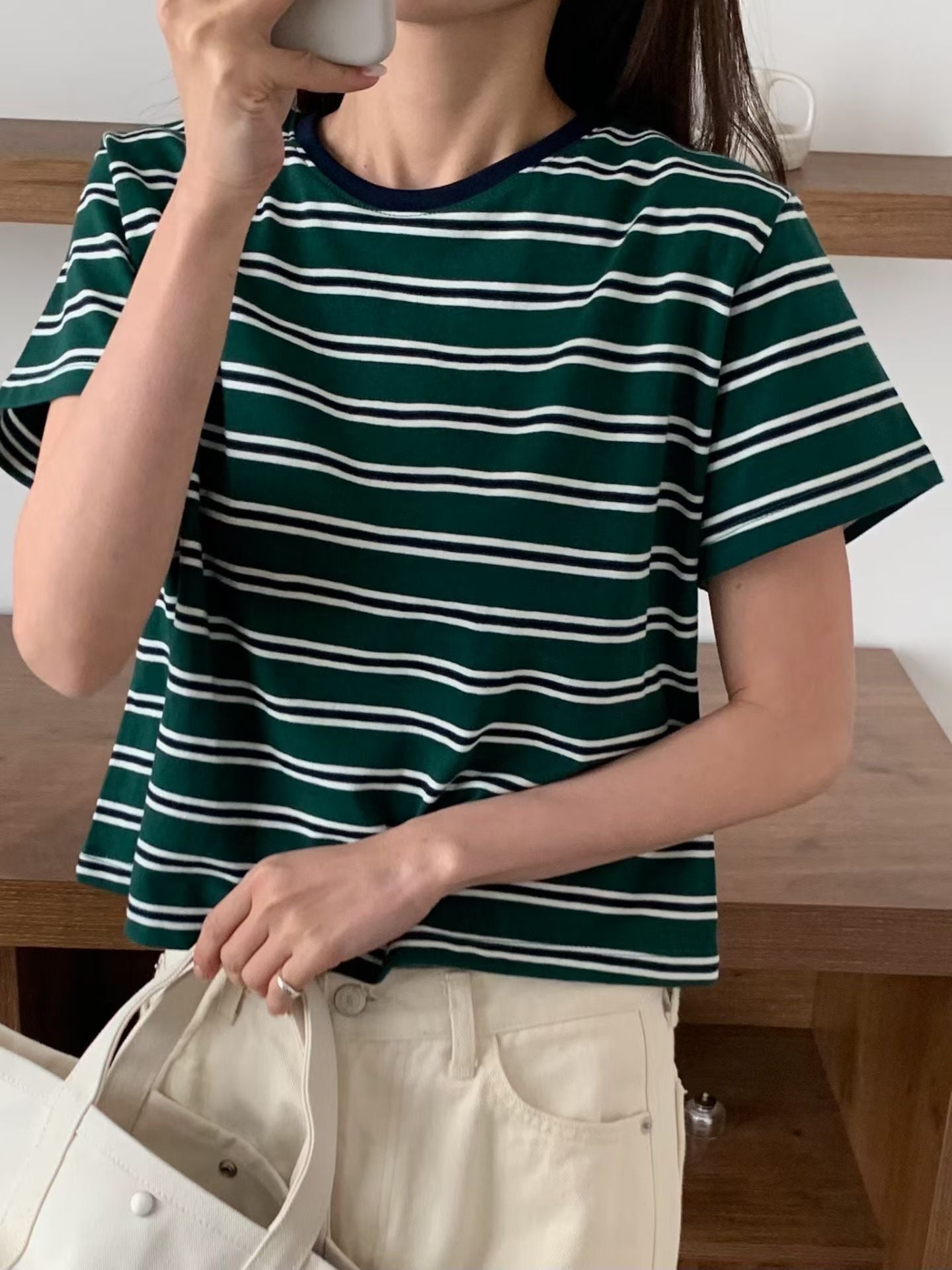 圓領條紋Tee (3色)