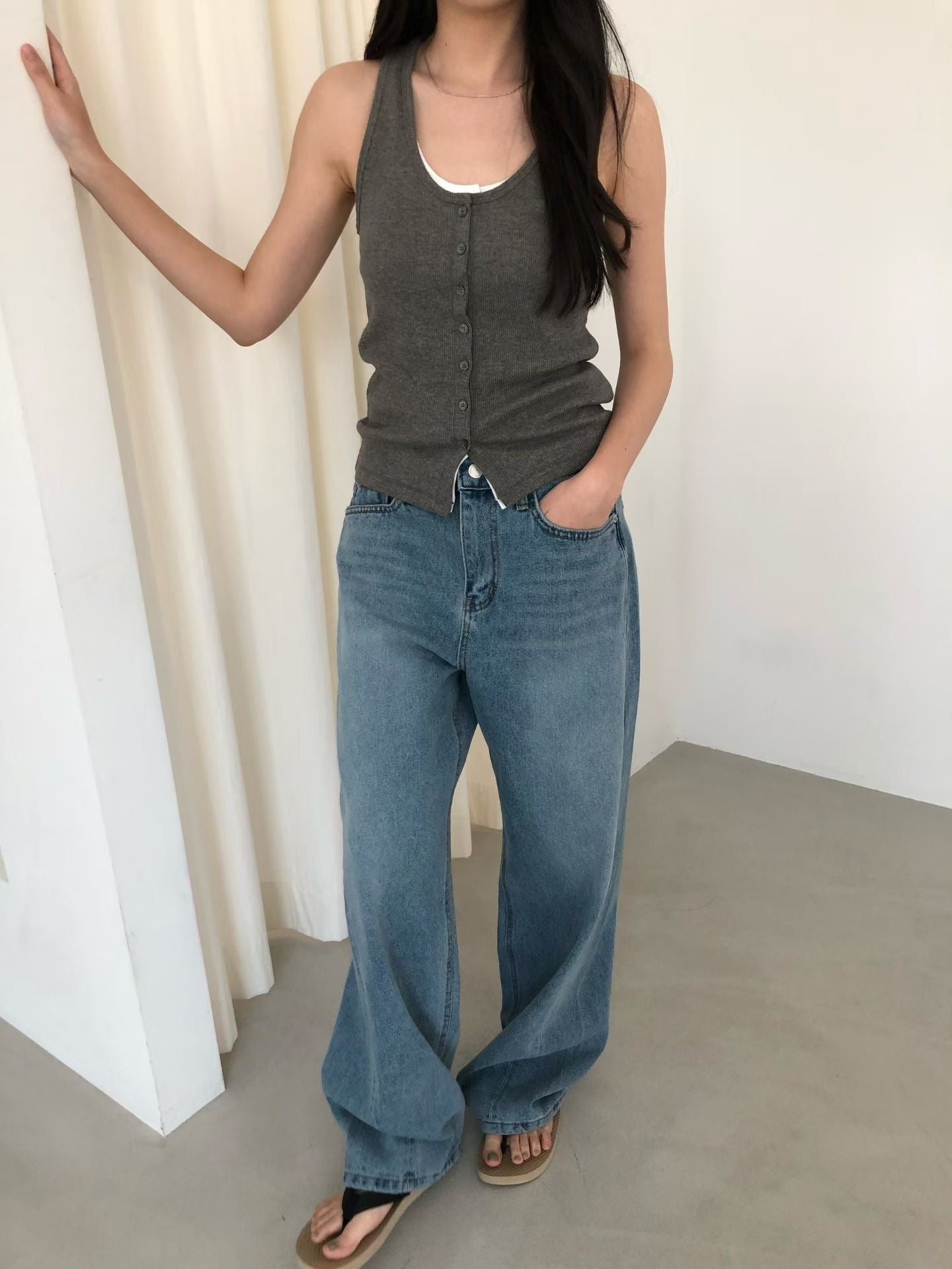 Minimalist Button-Front Tank Top (3 Colors)