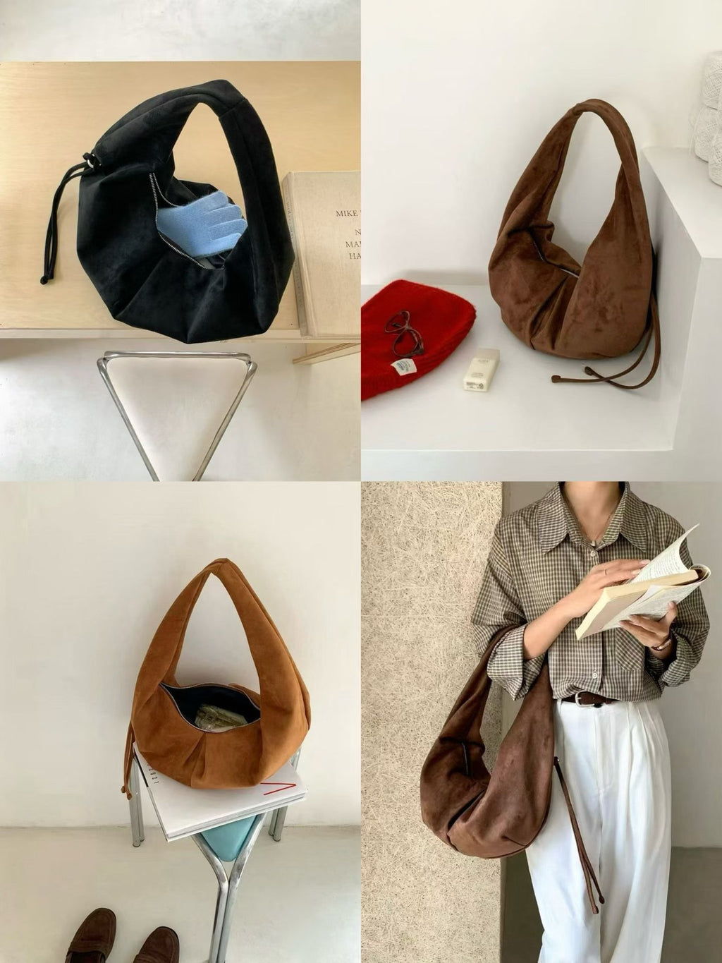 蛋形麂皮袋 3色