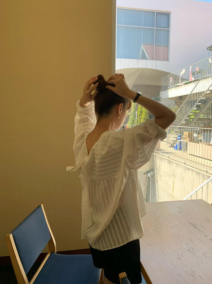 後蝴蝶結綁帶Blouse