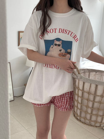 慵懶小貓棉質Tee (3 Colors)