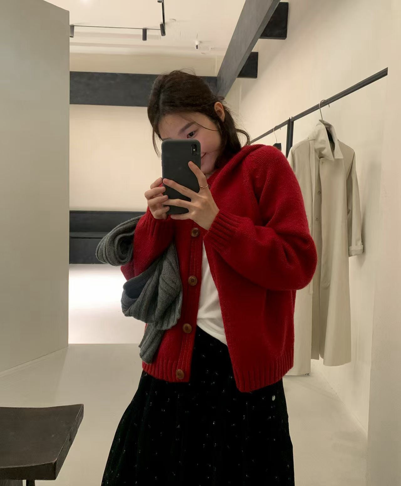 連帽鈕扣針織外套 6色