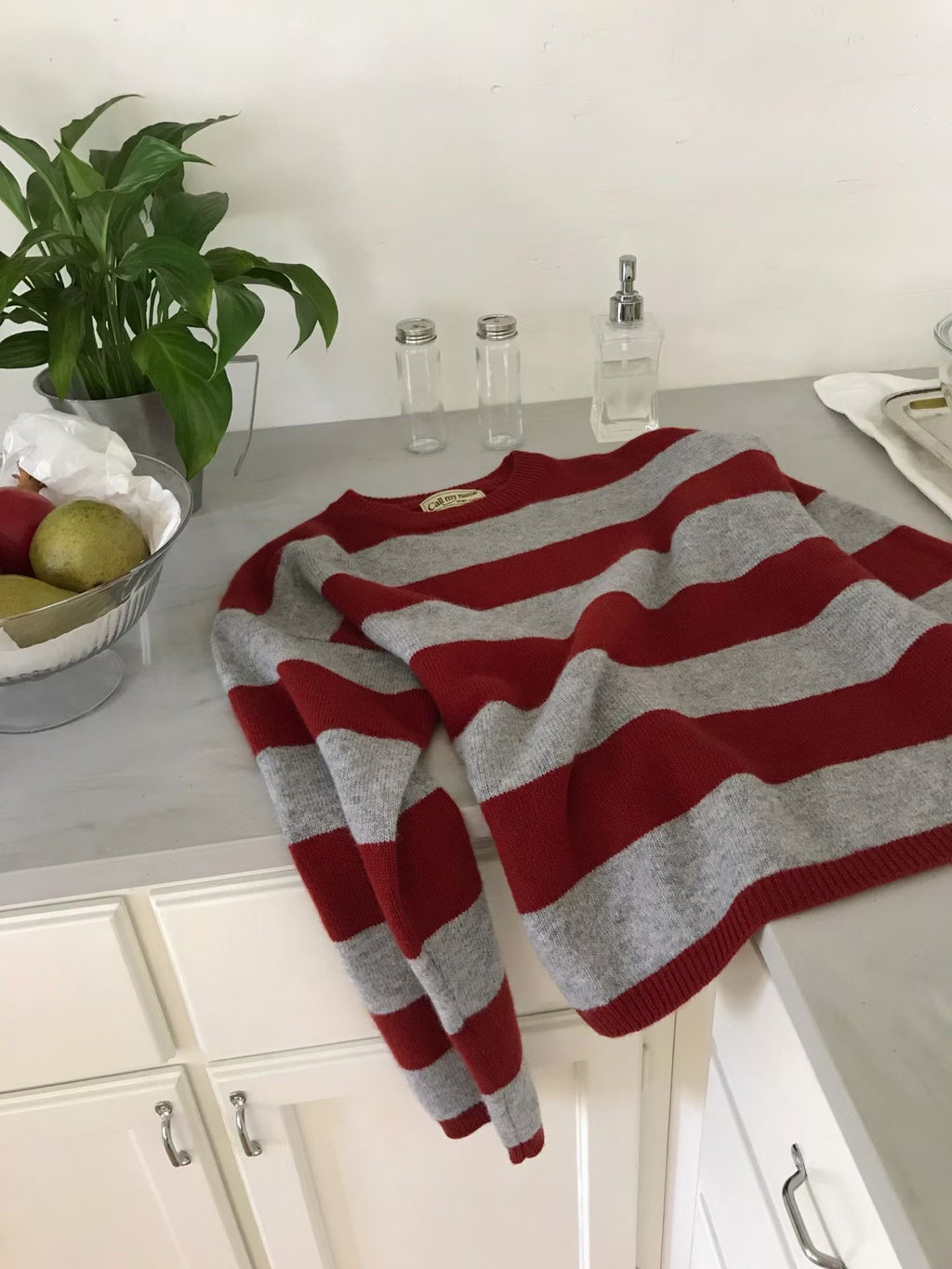 圓領條紋針織上衣 3色