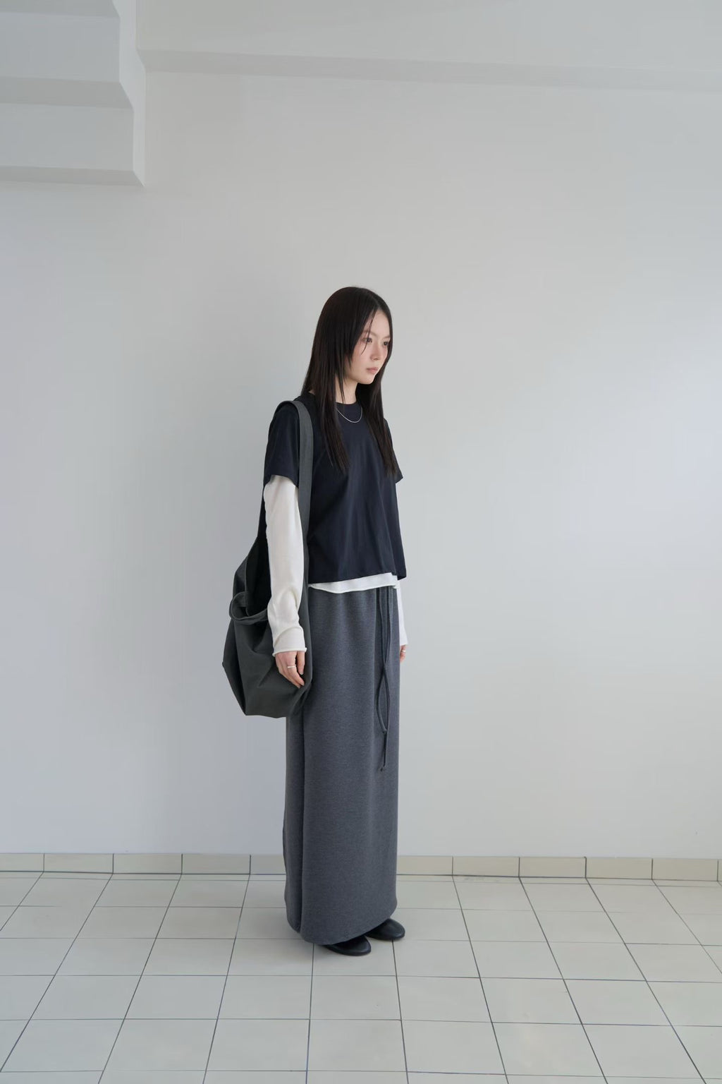 抽繩開叉長裙 (2色)