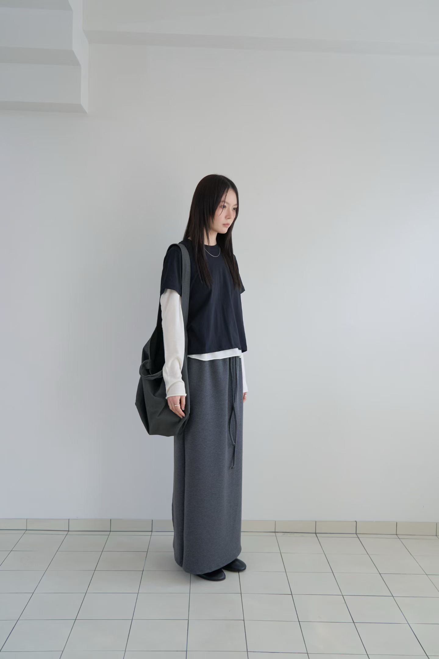 抽繩開叉長裙 (2色)