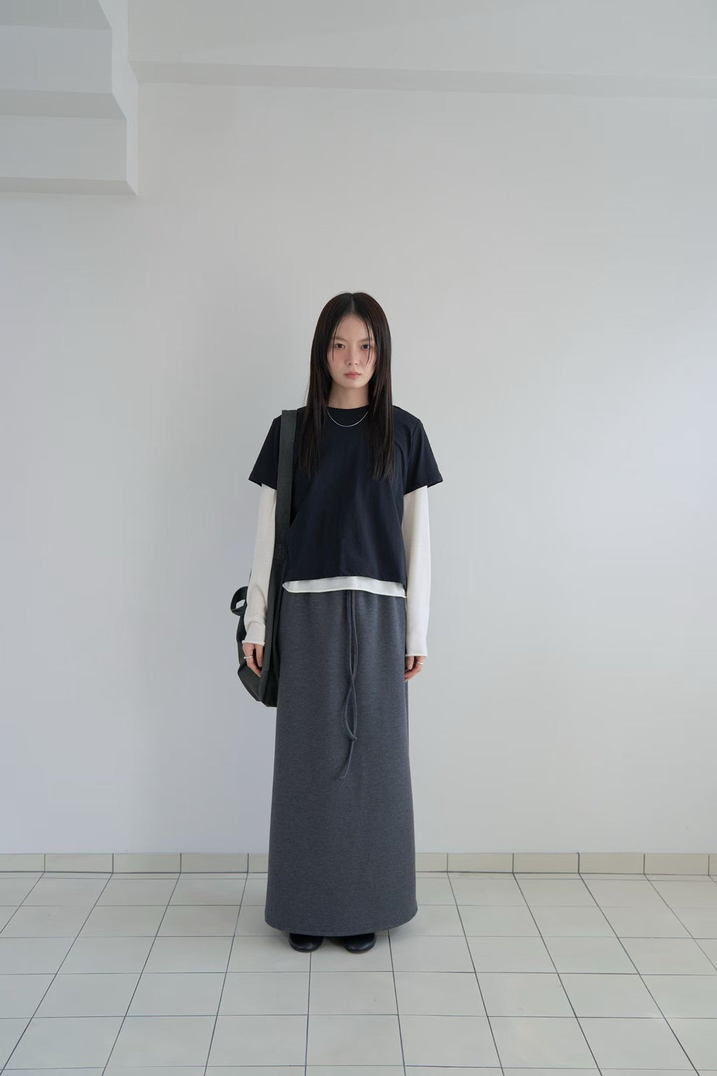 抽繩開叉長裙 (2色)