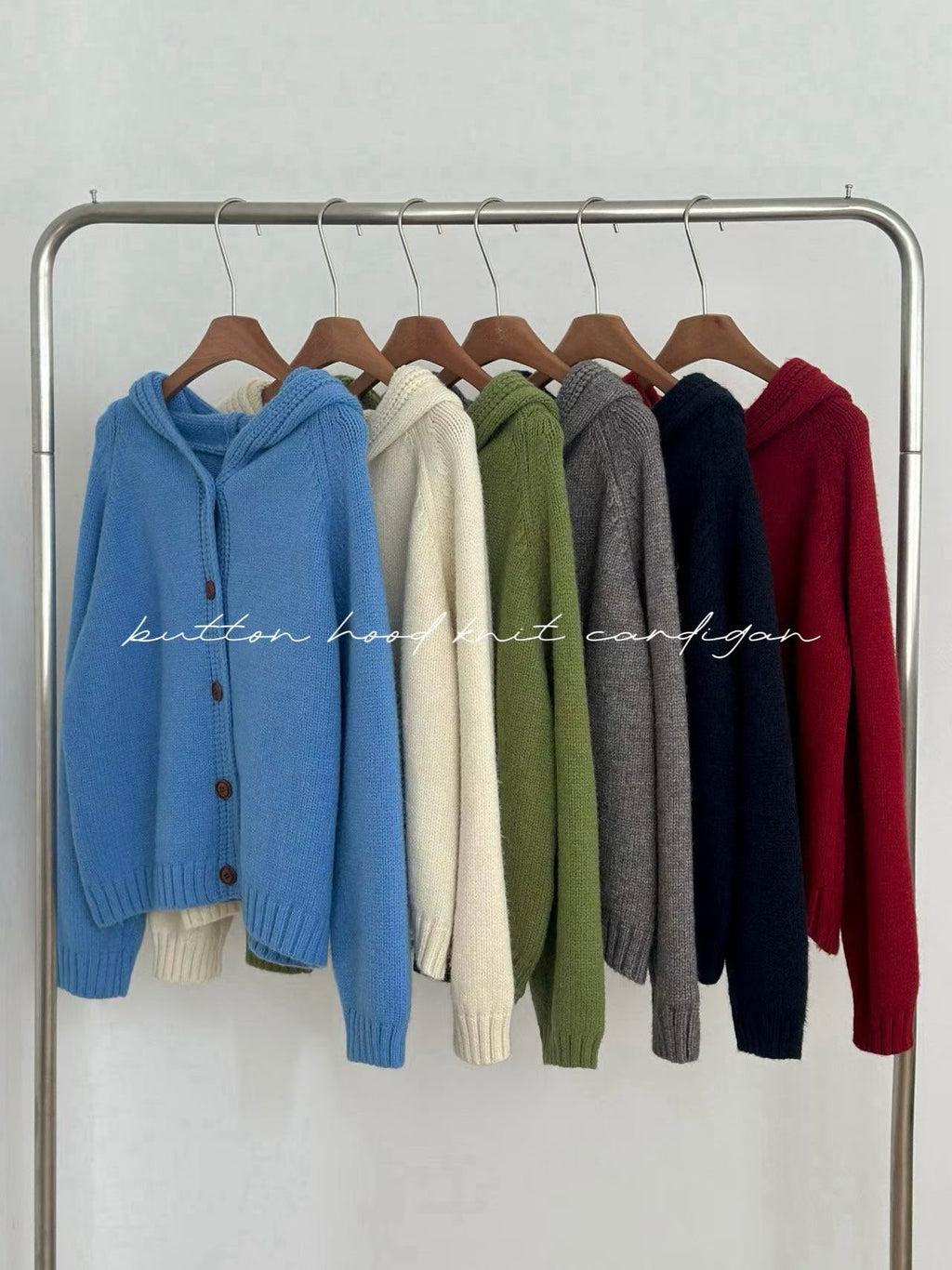 連帽鈕扣針織外套 6色