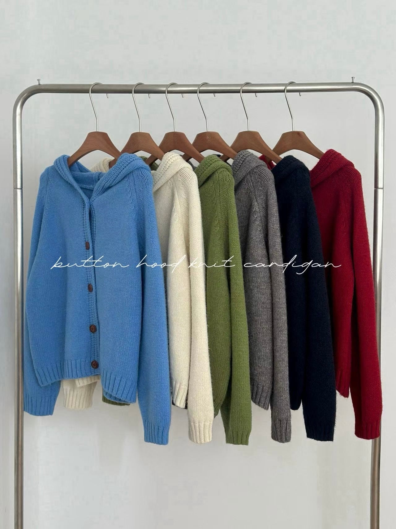 連帽鈕扣針織外套 6色