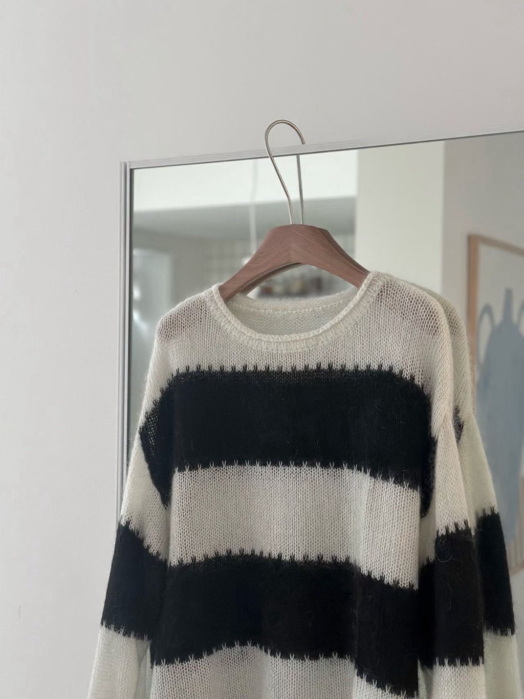 條紋寬鬆針織上衣 2色