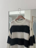 條紋寬鬆針織上衣 2色