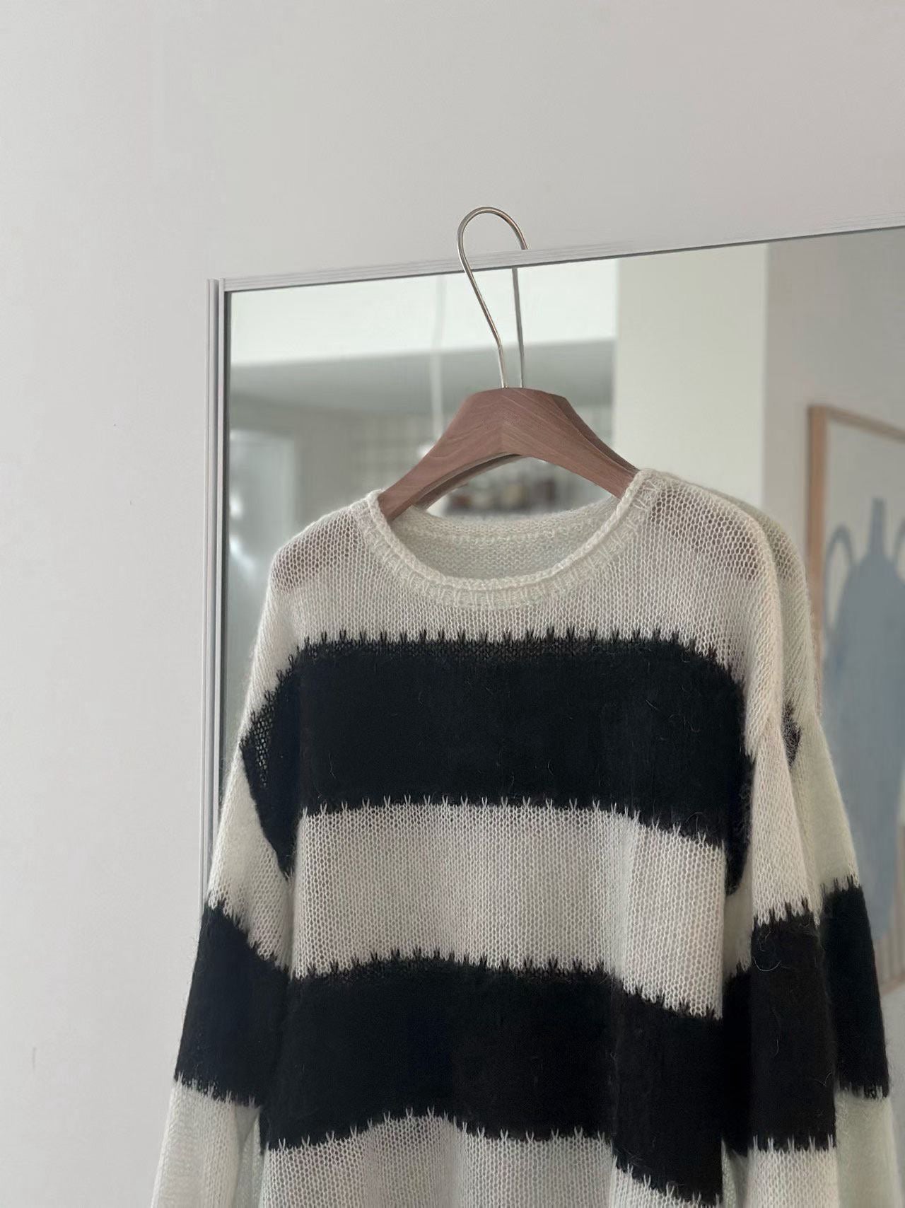 條紋寬鬆針織上衣 2色