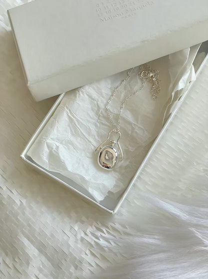 Perfume Bottle Silver Plated Long Necklace