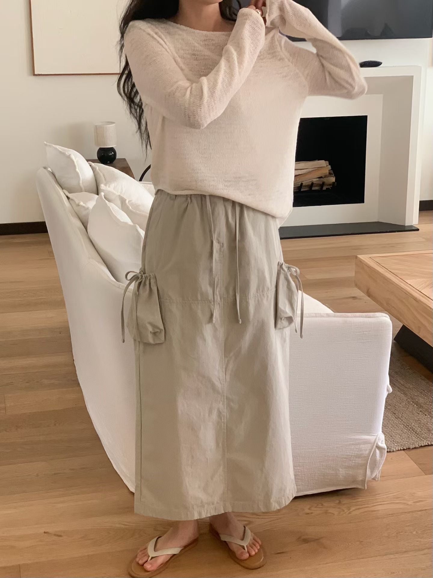 抽繩工裝裙 (2色)