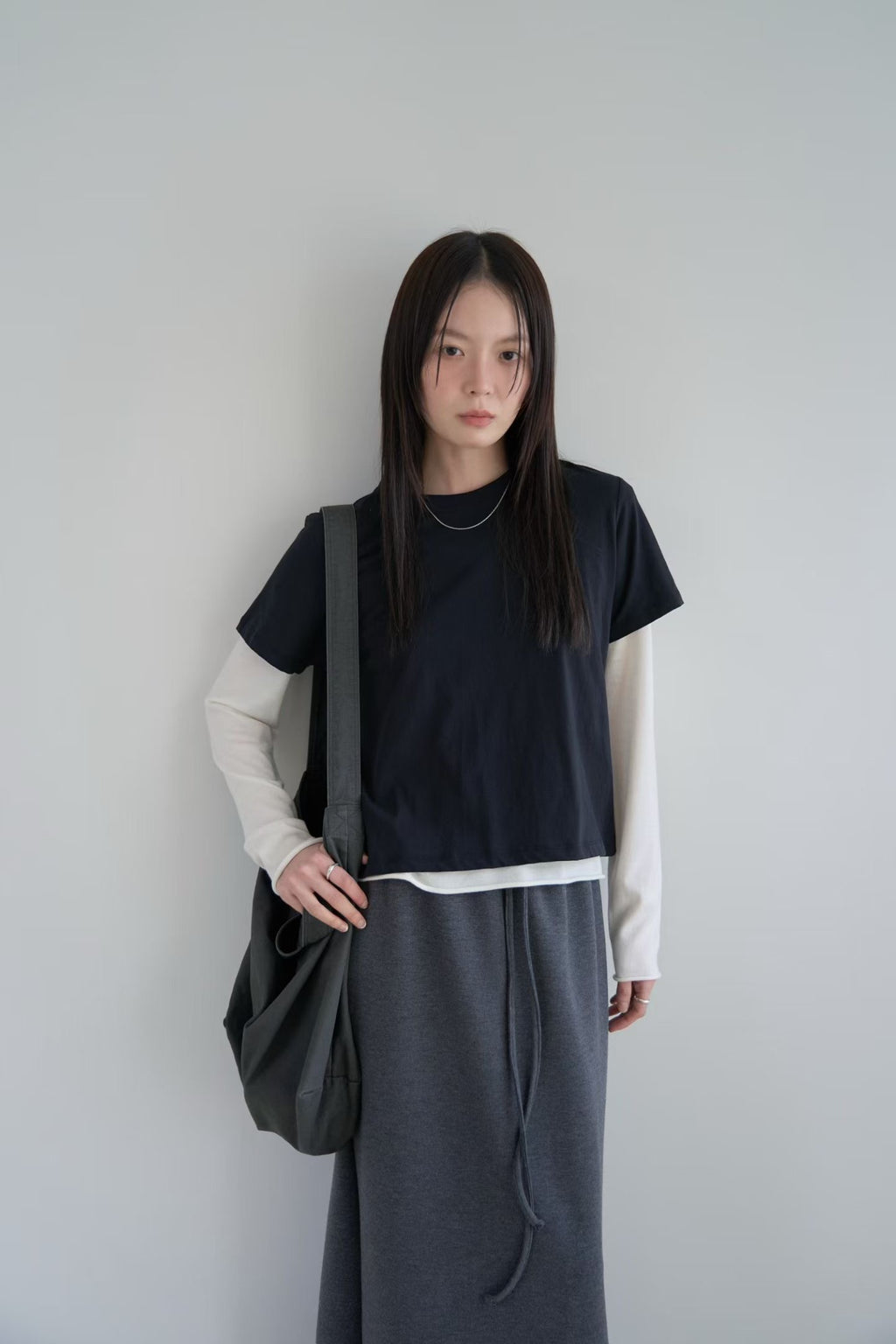 抽繩開叉長裙 (2色)