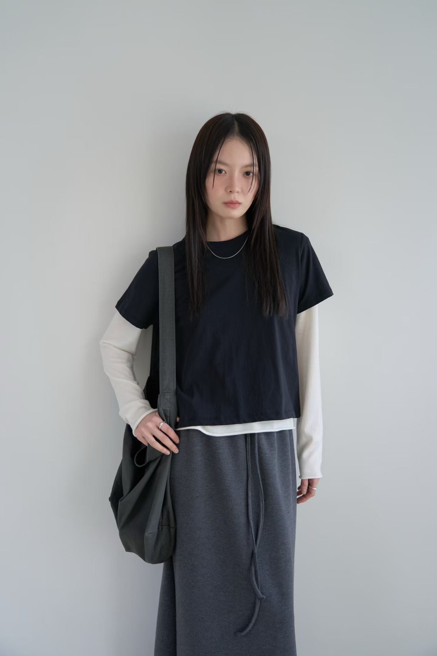 抽繩開叉長裙 (2色)