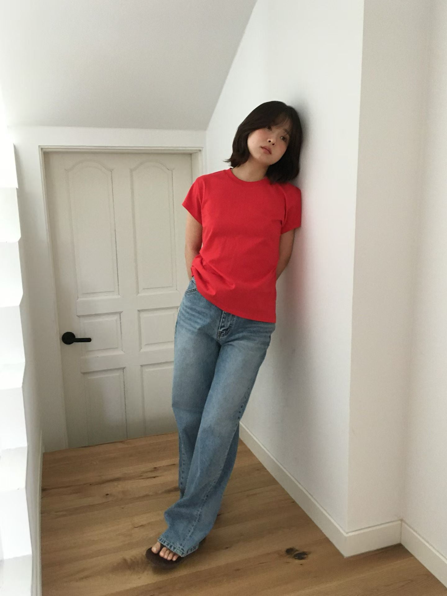 顯瘦小飛袖圓領綿質Tee (6 Colors)