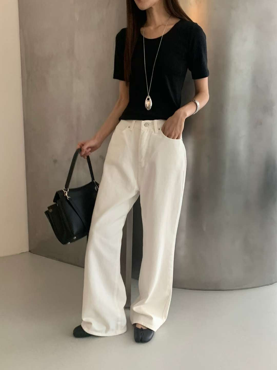 微喇叭闊腿牛仔褲