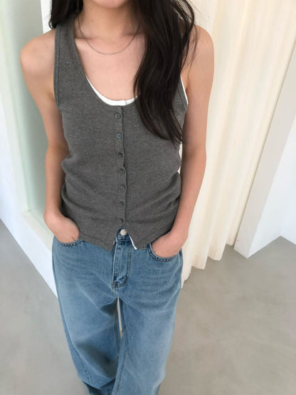 Minimalist Button-Front Tank Top (3 Colors)