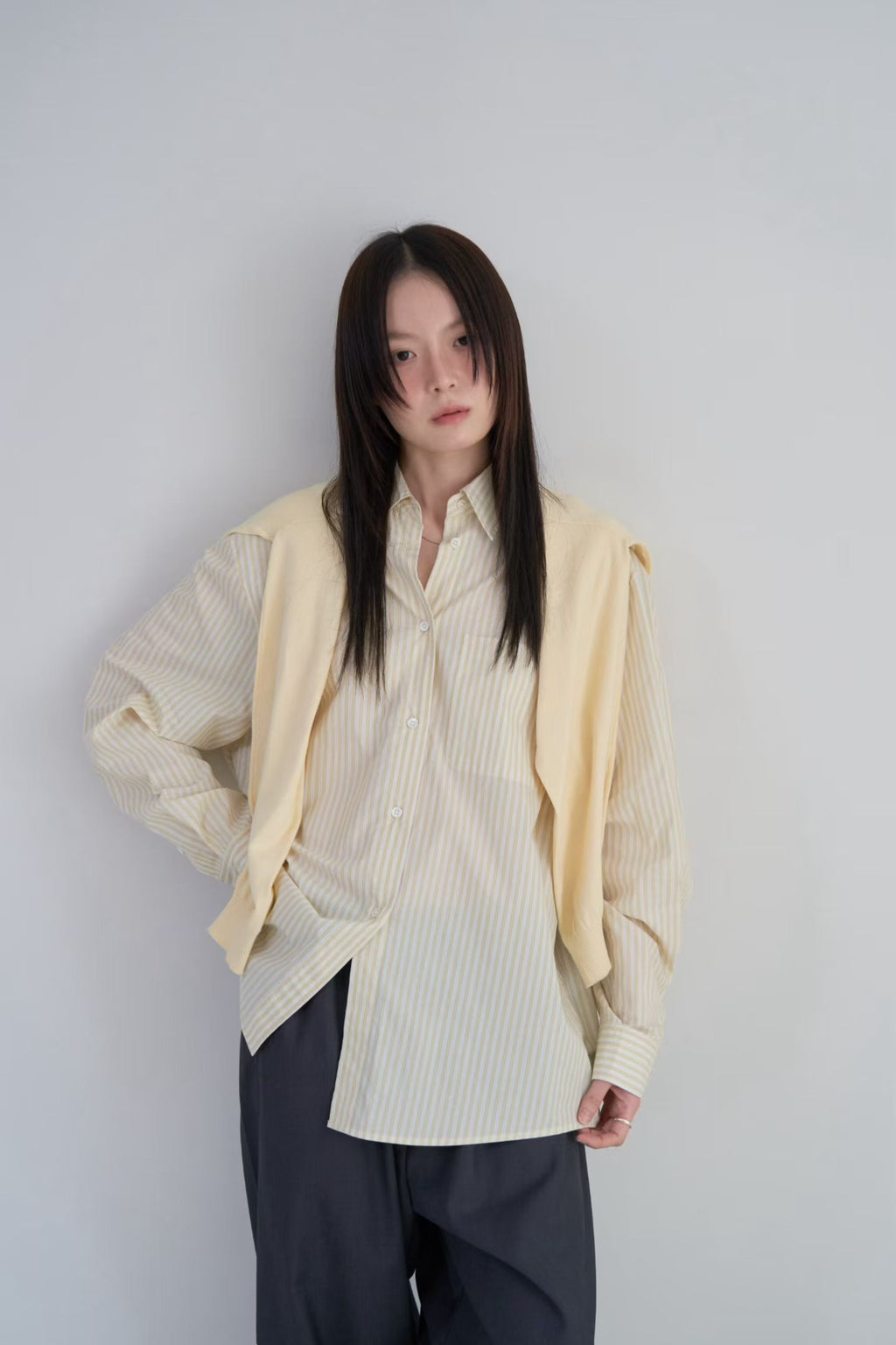 棉質條紋襯衫 (3色)