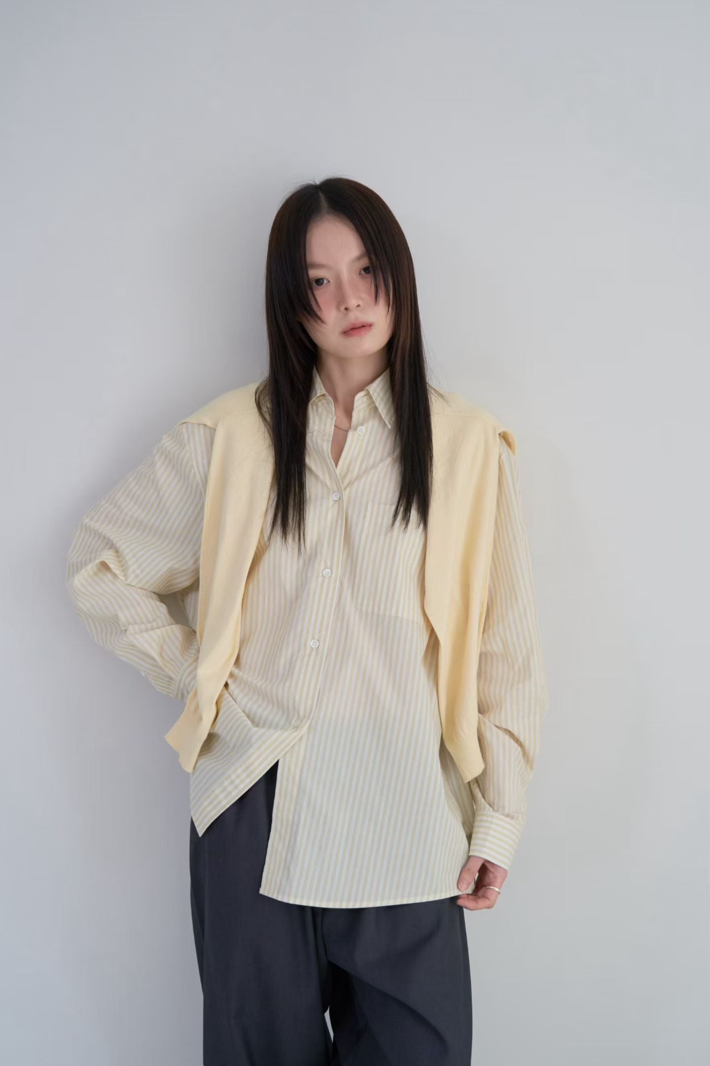 棉質條紋襯衫 (3色)