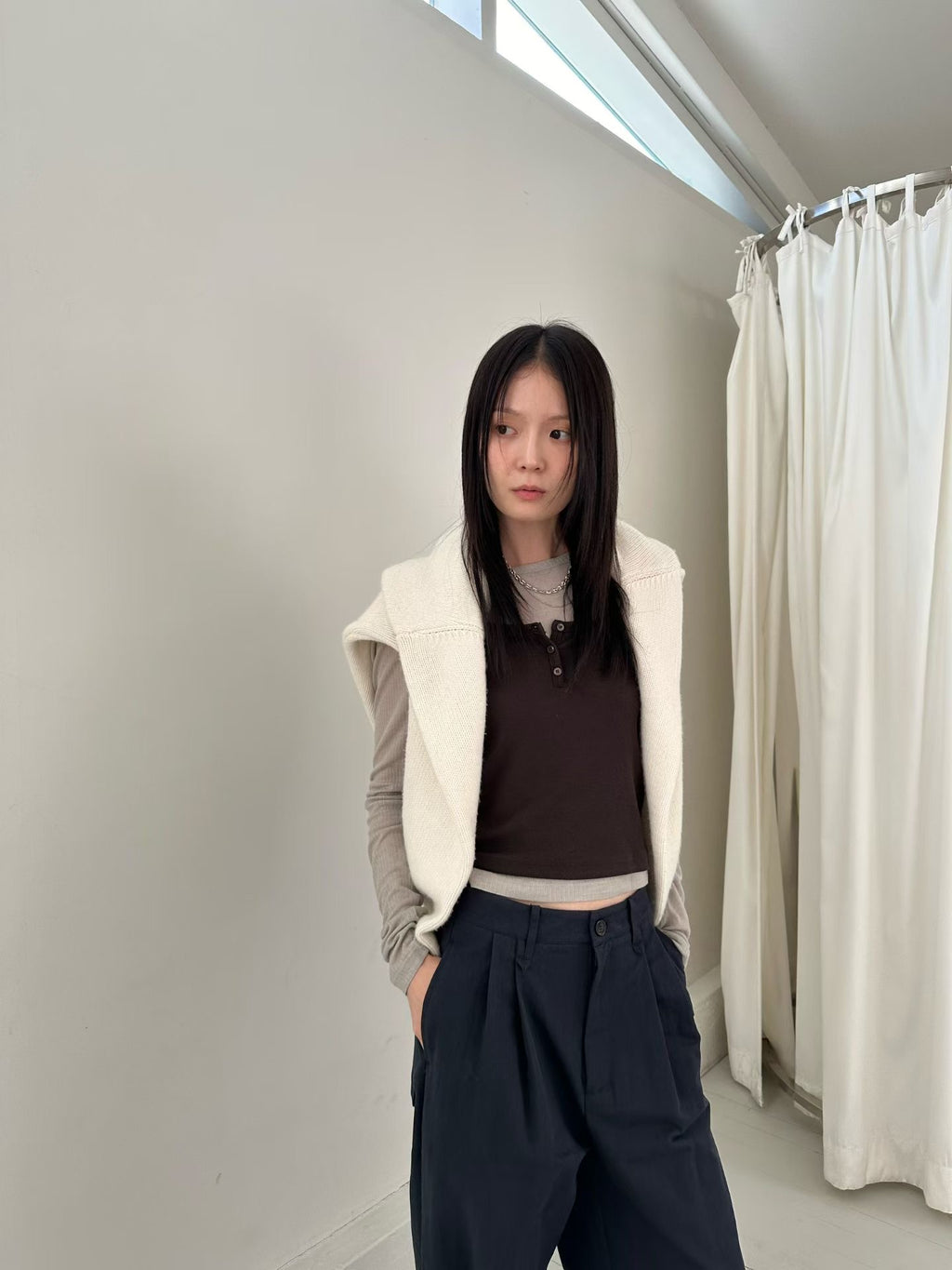 層次穿搭✨拼色背心長袖上衣 4色