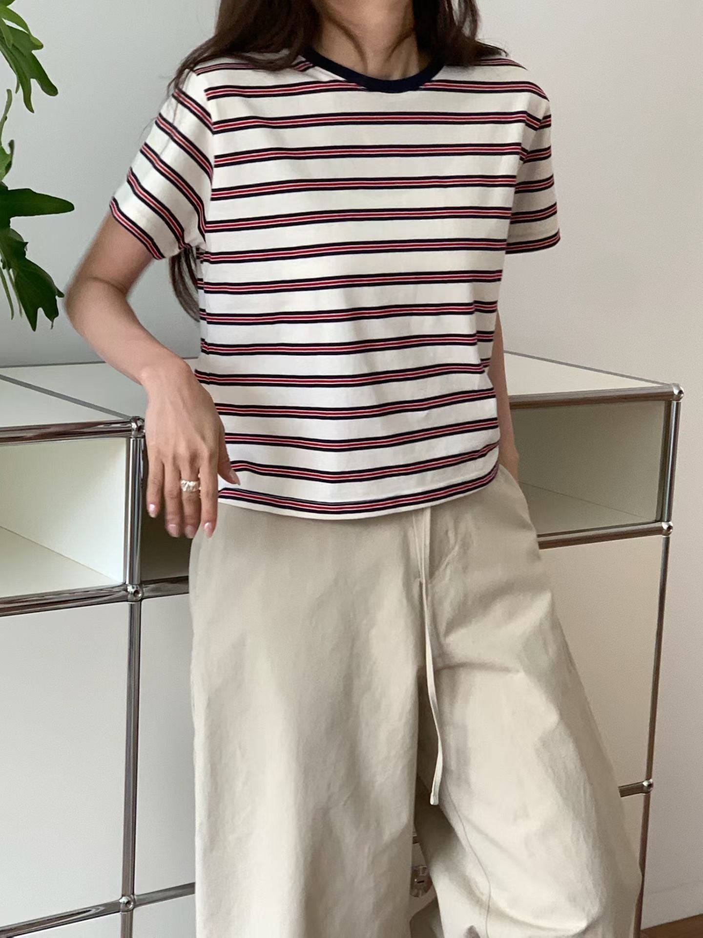 圓領條紋Tee (3色)