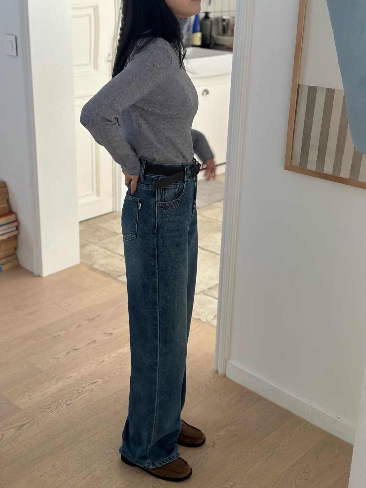 百搭高腰牛仔褲