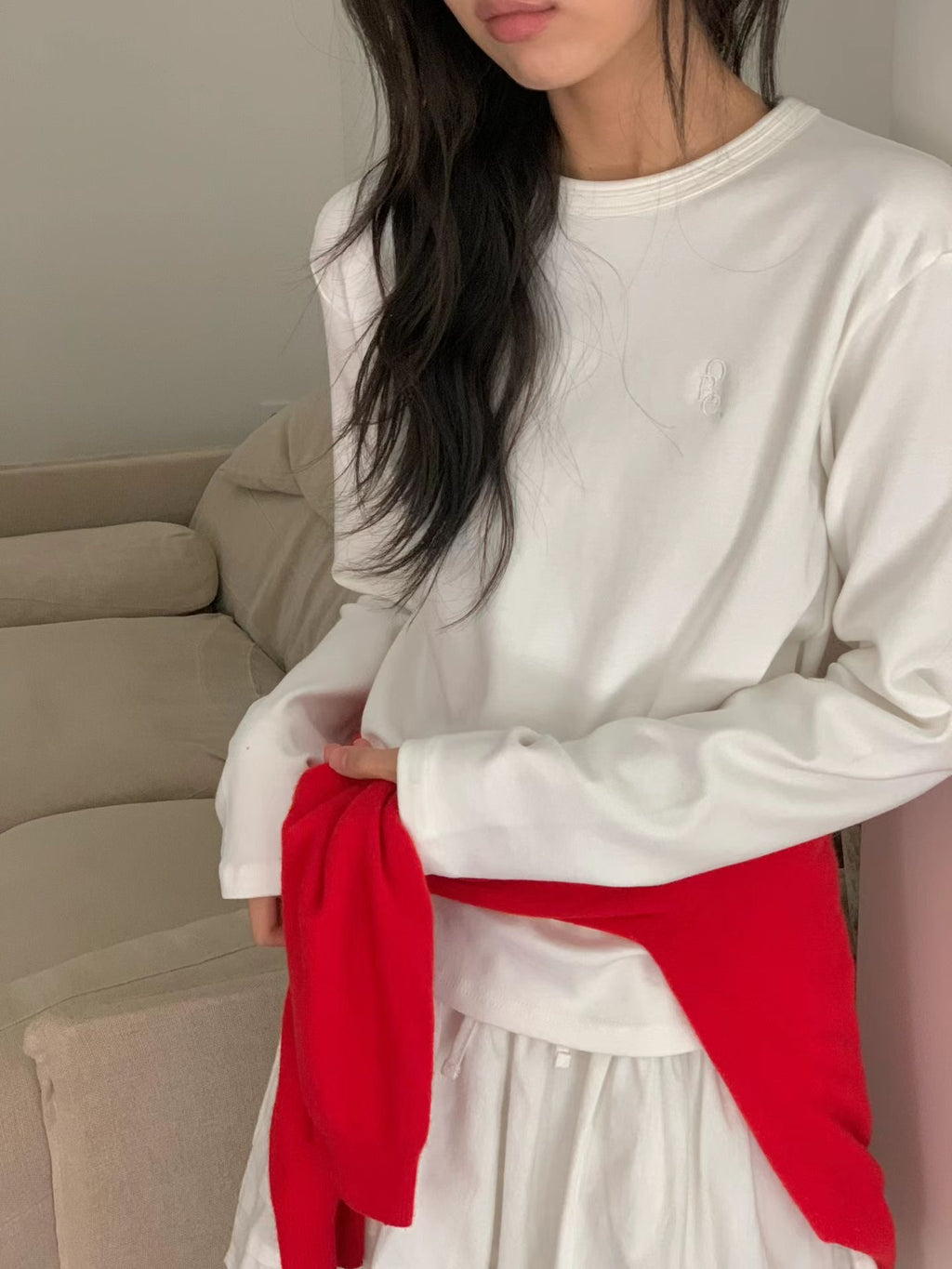 圓領淨色長袖Tee 3色