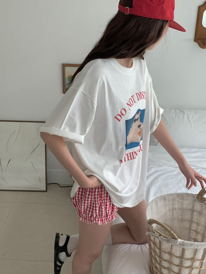 慵懶小貓棉質Tee (3 Colors)