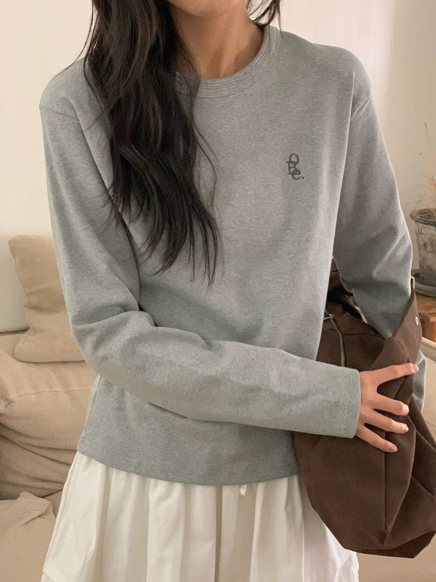 圓領淨色長袖Tee 3色