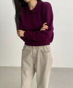 翻領針織上衣 4色