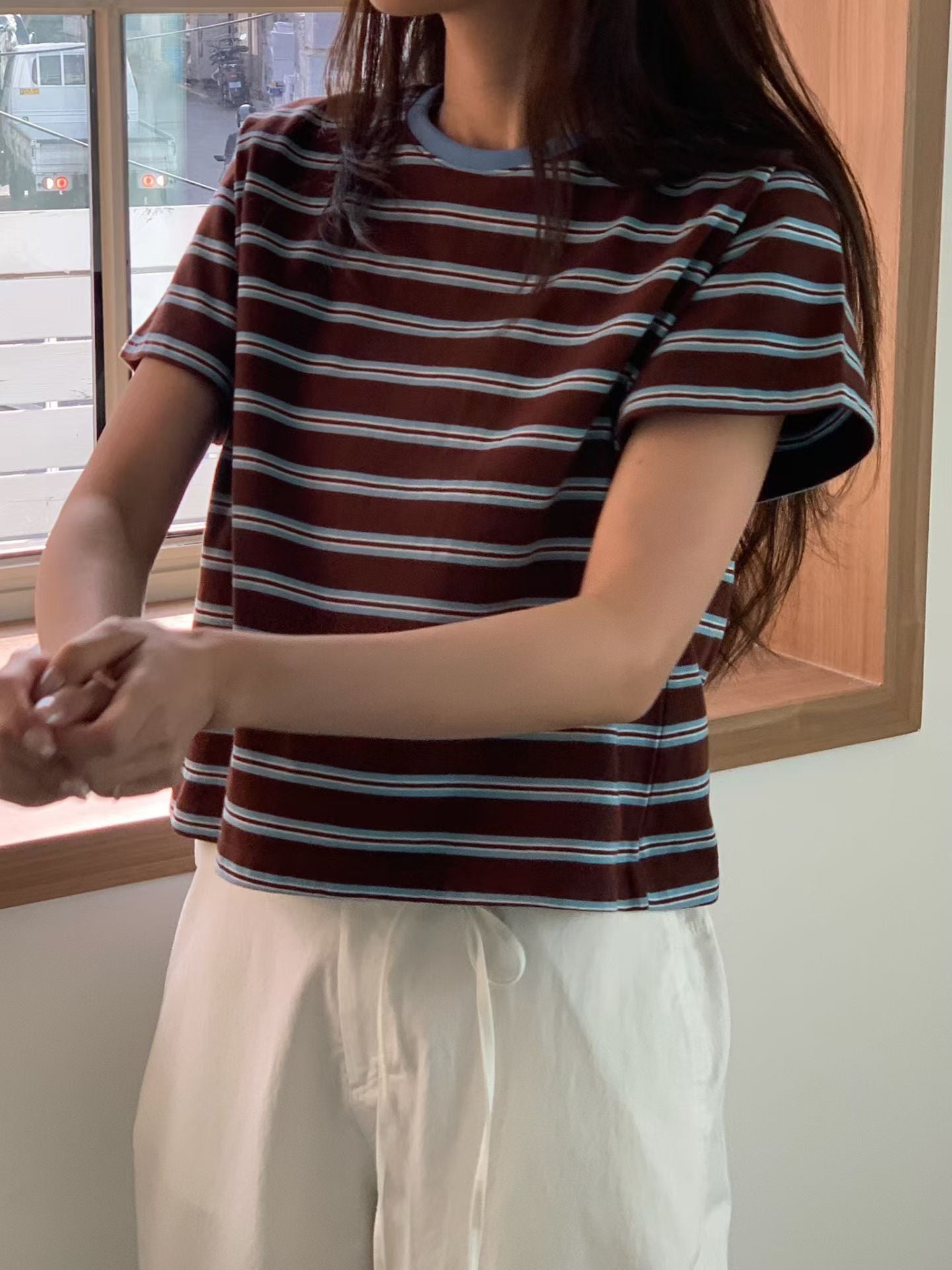 圓領條紋Tee (3色)