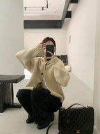 連帽鈕扣針織外套 6色