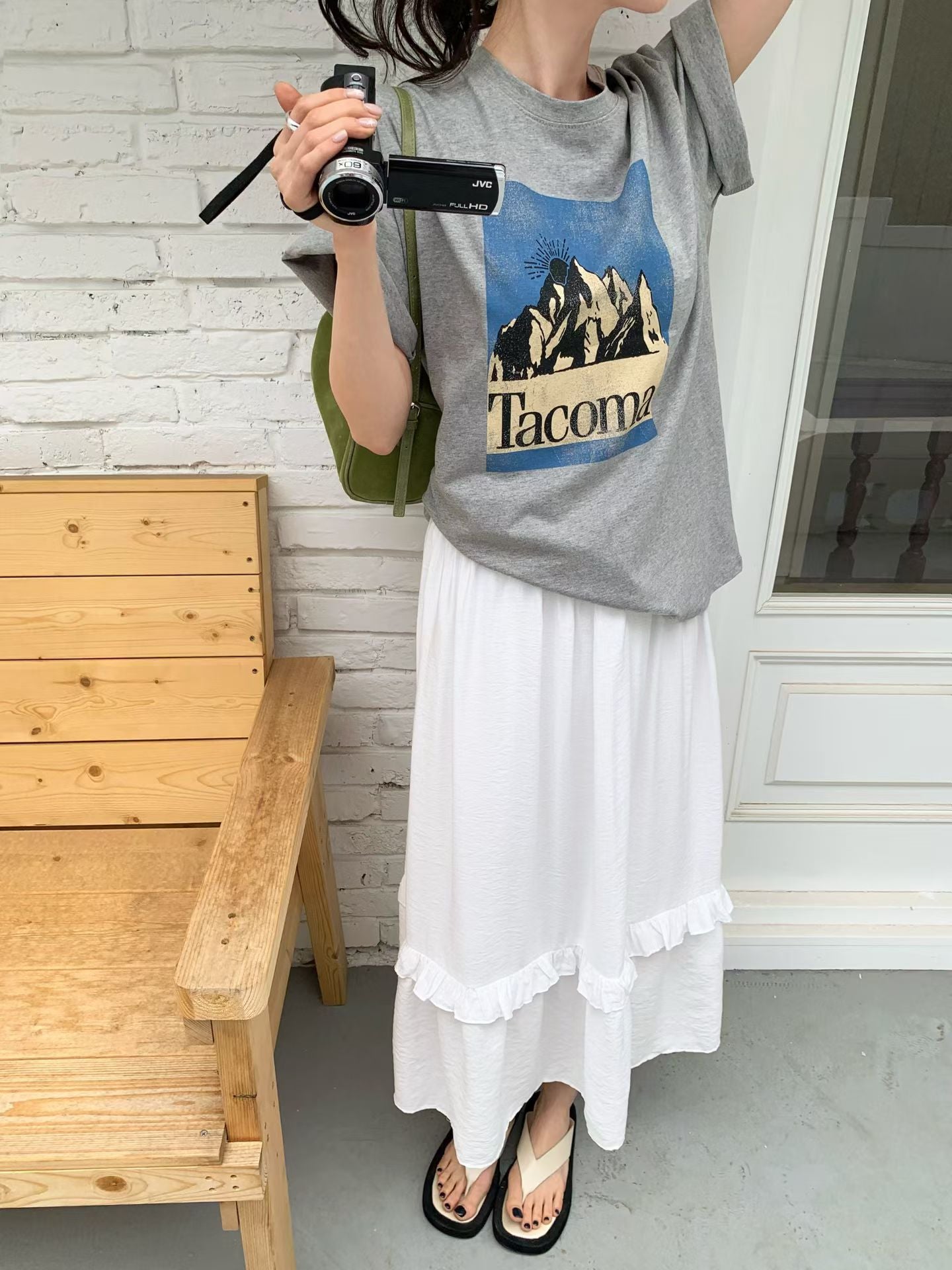 美式復古Tacoma山系印花短袖Tee
