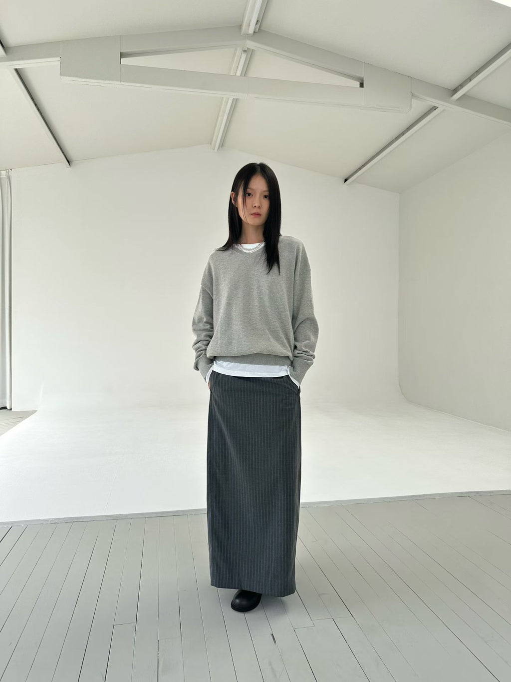 直紋鉛筆裙 2色