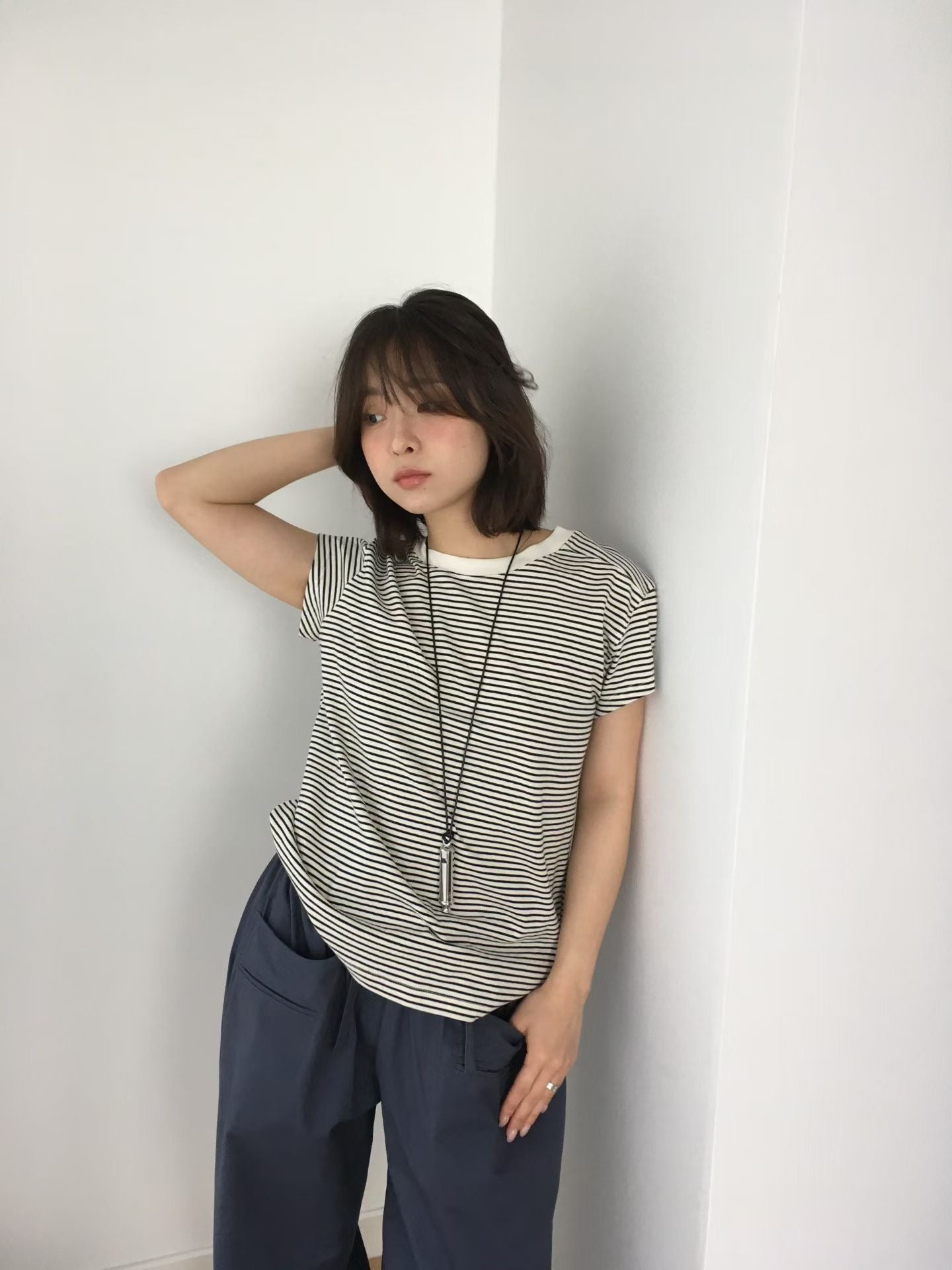 顯瘦小飛袖圓領綿質Tee (6 Colors)