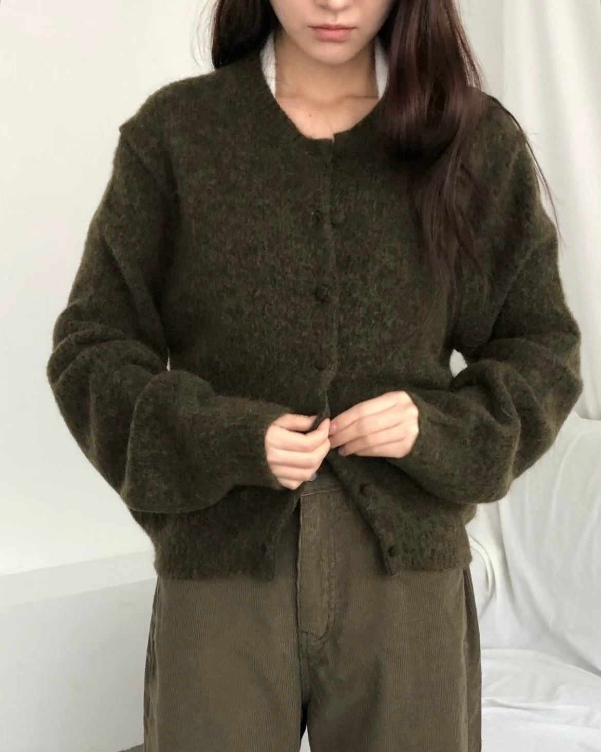 馬海毛圓領針織外套 4色