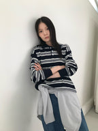 條紋翻領針織上衣 3色