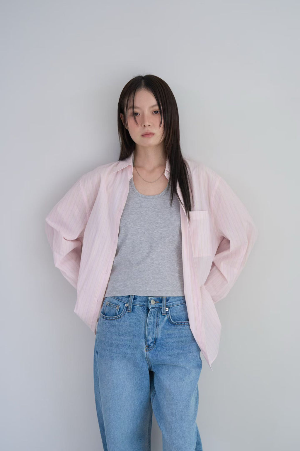 棉質條紋襯衫 (3色)