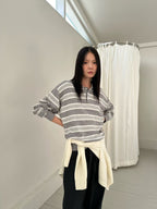 條紋翻領針織上衣 3色