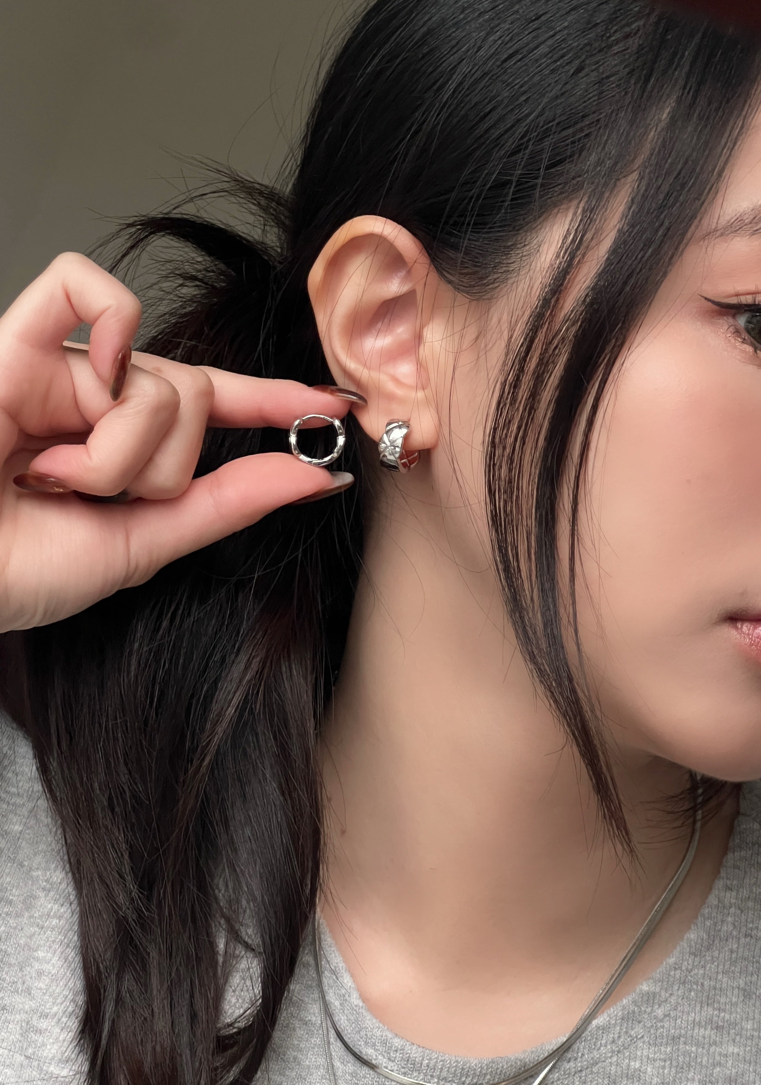 ❗️熱賣款❗️菱格紋圈圈耳環 (現貨)