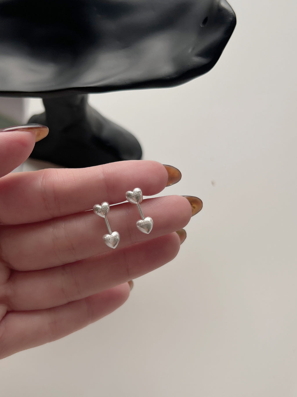 double heart earrings (現貨)