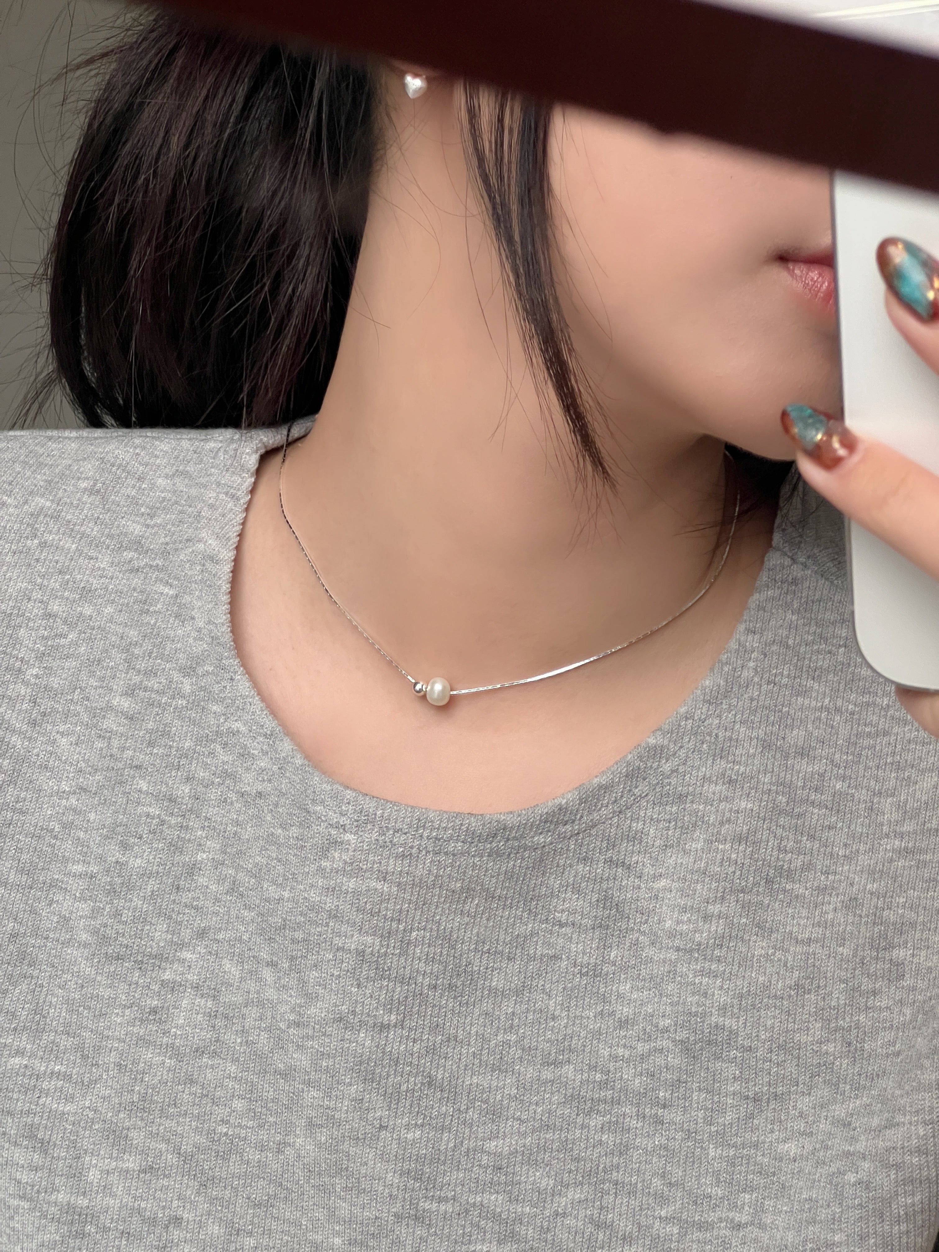 𝟗𝟐𝟓𝐬𝐢𝐥𝐯𝐞𝐫 簡約氣質珍珠頸鏈 (現貨)